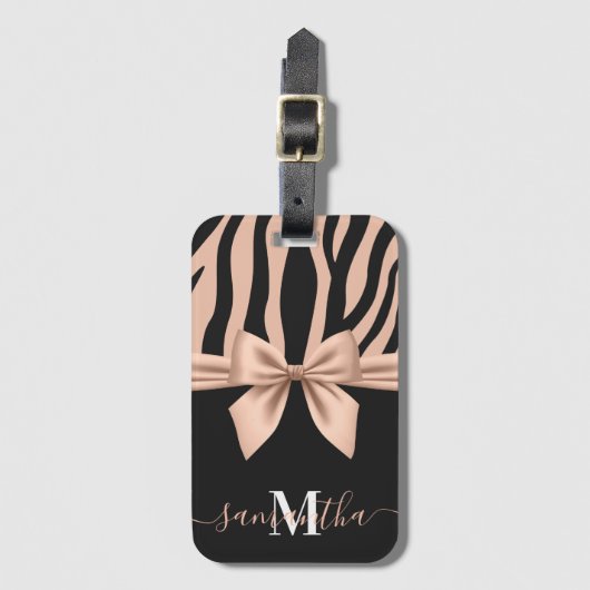 Rose Gold Zebra Print Gepäckanhänger (Vorderseite Vertikal)