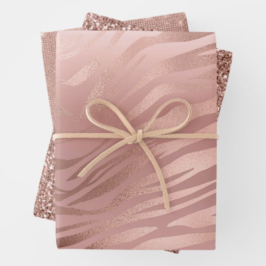 Rose Gold Zebra Print Geschenkpapier Set (Beispiel)