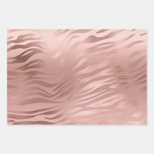 Rose Gold Zebra Print Geschenkpapier Set (Vorderseite)