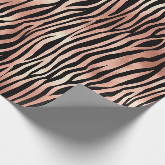 Rose Gold Zebra Print Patternpapier Geschenkpapier (Ecke)