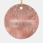 Rose Gold Zebra Print Sparkle Keramik Ornament (Vorne)