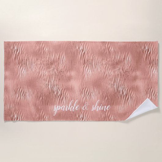 Rose Gold Zebra Print Strandtuch (Vorderseite)