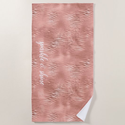 Rose Gold Zebra Print Strandtuch (Vorderseite)