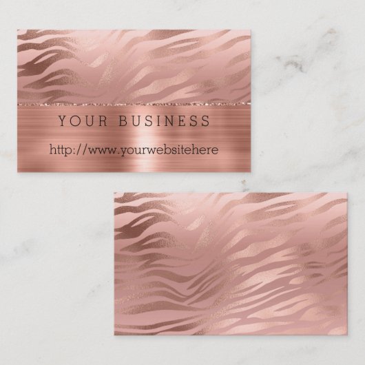 Rose Gold Zebra Visitenkarte (Vorne/Hinten)
