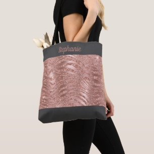 Rose Gold Zebradruck Monogramm Grau Brautjungfer Tasche