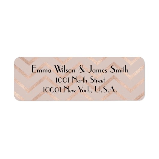 Rose Gold Zickzack Hochzeiten Rücksendeadressen-Au (Vorne)