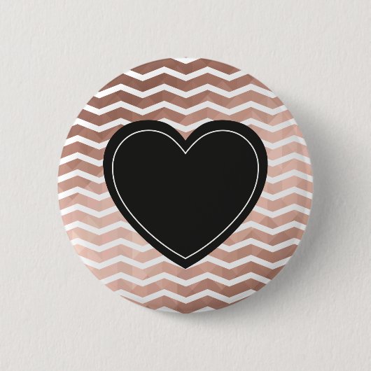 Rose gold zigzag black heart chic girl pinback button (Vorderseite)