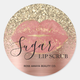 Rose Gold Zucker Lip Scrub Glitzer Sprinkles Runder Aufkleber