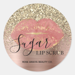 Rose Gold Zucker Lippenpeeling Glitter Streusel Runder Aufkleber