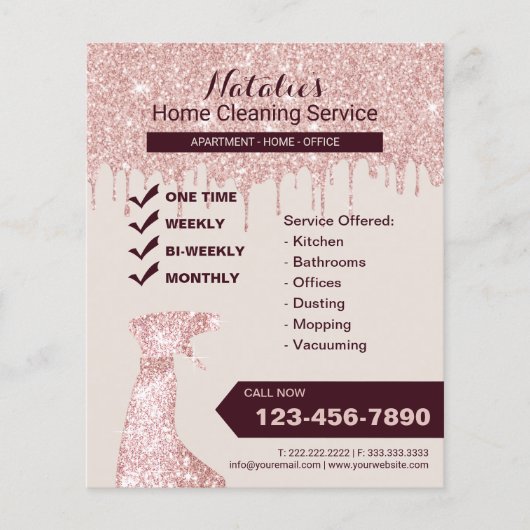 Rose Gold Zuhause Cleaning House Behalte Service Flyer (Vorne)