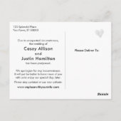 Rose Gold Zurückgestellt Hochzeitsankündigung Postkarte (Rückseite)