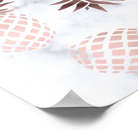 Rose Goldananas aus elegantem, weißem Marmor Poster (Ecke)