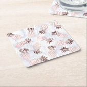 Rose Goldananas aus elegantem, weißem Marmor Rechteckiger Pappuntersetzer (angewinkelt)