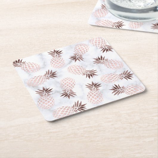 Rose Goldananas aus elegantem, weißem Marmor Rechteckiger Pappuntersetzer (angewinkelt)