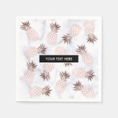 Rose Goldananas aus elegantem, weißem Marmor Serviette (Vorderseite)