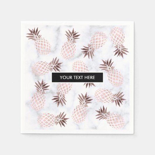 Rose Goldananas aus elegantem, weißem Marmor Serviette (Vorderseite)