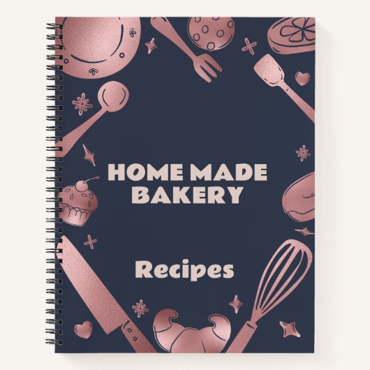 Rose Goldbackmittel Bäckerei Rezepte Business Notizblock (Vorderseite)