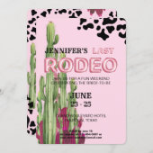 Rose Goldballon Schriftart Cowgirl Junggeselinnen- Einladung (Vorne/Hinten)