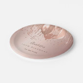 Rose Goldballons der Geburtstagspartei Pappteller (Schrägansicht)