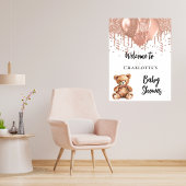 Rose Goldballons Teddy Bär Babydusche Empfang Poster