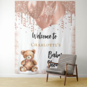 Rose Goldballons Teddy Bär Babydusche Empfang Wandteppich (Beispiel)