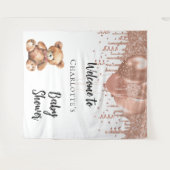 Rose Goldballons Teddy Bär Babydusche Empfang Wandteppich (Vorderseite (Horizontal))