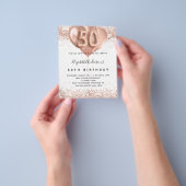 Rose Goldballons zum 50. Geburtstag Einladung Flyer (Gruppe)