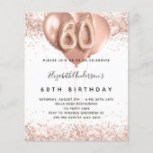 Rose Goldballons zum 60. Geburtstag Einladung Flyer (Vorne)