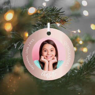 Rose Goldbarren Foto Quinceanera Ornament Aus Metall