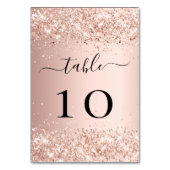 Rose Goldbarren Glitzer Glitzern Tischnummer (Vorderseite)