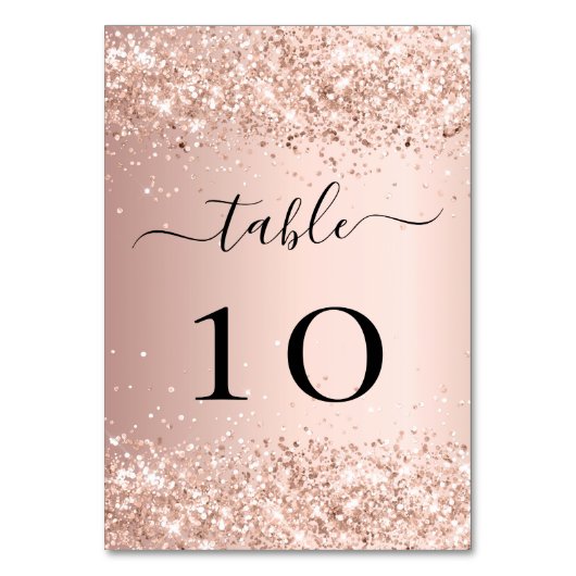 Rose Goldbarren Glitzer Glitzern Tischnummer (Vorderseite)