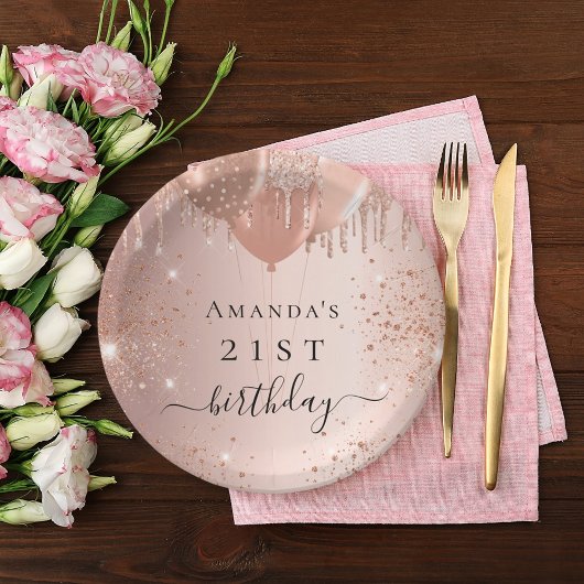 Rose Goldbarren Pappteller