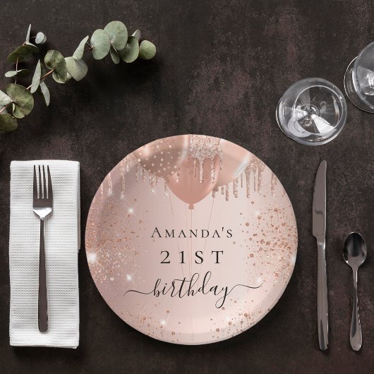 Rose Goldbarren Pappteller