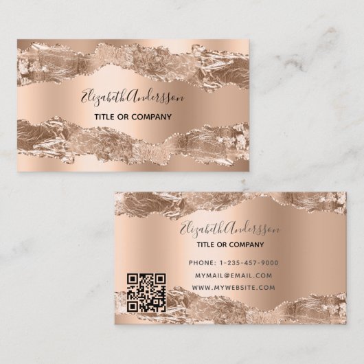 Rose Goldbarren-QR-Code Visitenkarte (Vorne/Hinten)