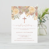 Rose Goldbarren Terrakotta Grüne Bestätigung Einladung (Stehend Vorderseite)