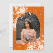 Rose Goldbarsch-Orangenblumenprinzessin Quinceaner Einladung (Rückseite)