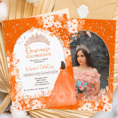 Rose Goldbarsch-Orangenblumenprinzessin Quinceaner Einladung