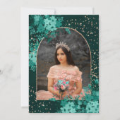 Rose Goldbarsche Tiara Prinzessin Quinceanera Einladung (Rückseite)