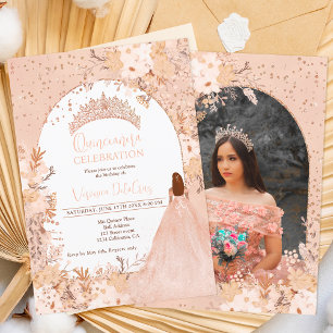 Rose Goldbarsche Tiara-Prinzessin Quinceanera Einladung