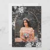 Rose Goldbarsche Titara Prinzessin Quinceanera Einladung (Rückseite)