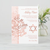 Rose Goldbaum des Lebens Bat Mitzvah Einladungen (Stehend Vorderseite)