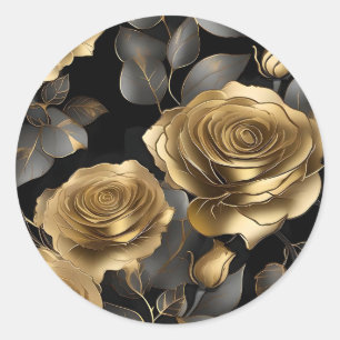Rose Goldblättern Runder Aufkleber