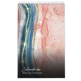 Rose Goldblau Marmorfarbe Glitzer Kalender