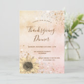 Rose Goldblume Erntedank Abendessen Einladung (Stehend Vorderseite)