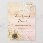 Rose Goldblume Erntedank Abendessen Einladung (Vorne/Hinten)