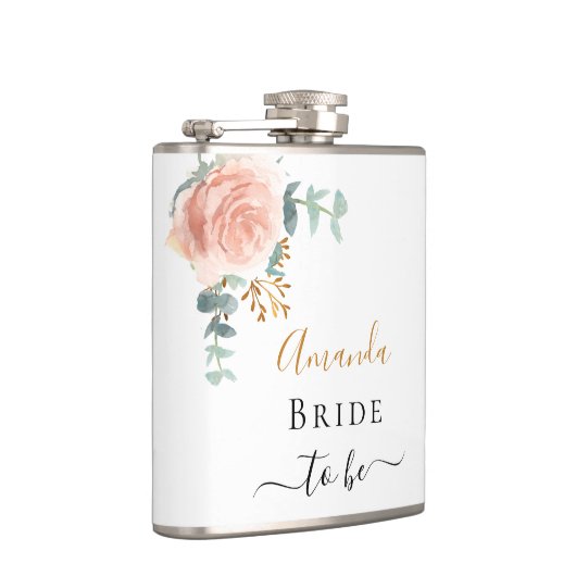 Rose Goldblume Eukalyptus bachelorette Flachmann (Rechts)