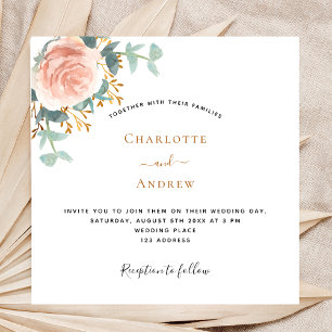 Rose Goldblume Eukalyptus Grüne Hochzeit Einladung