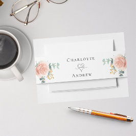 Rose Goldblume Eukalyptus Grüne Hochzeit Einladungsbanderole