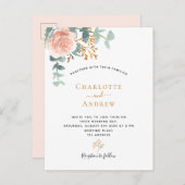 Rose Goldblume Eukalyptus Grüne Rosa Hochzeit Postkarte (Vorne/Hinten)