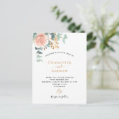 Rose Goldblume Eukalyptus Grüne Rosa Hochzeit Postkarte (Stehend Vorderseite)